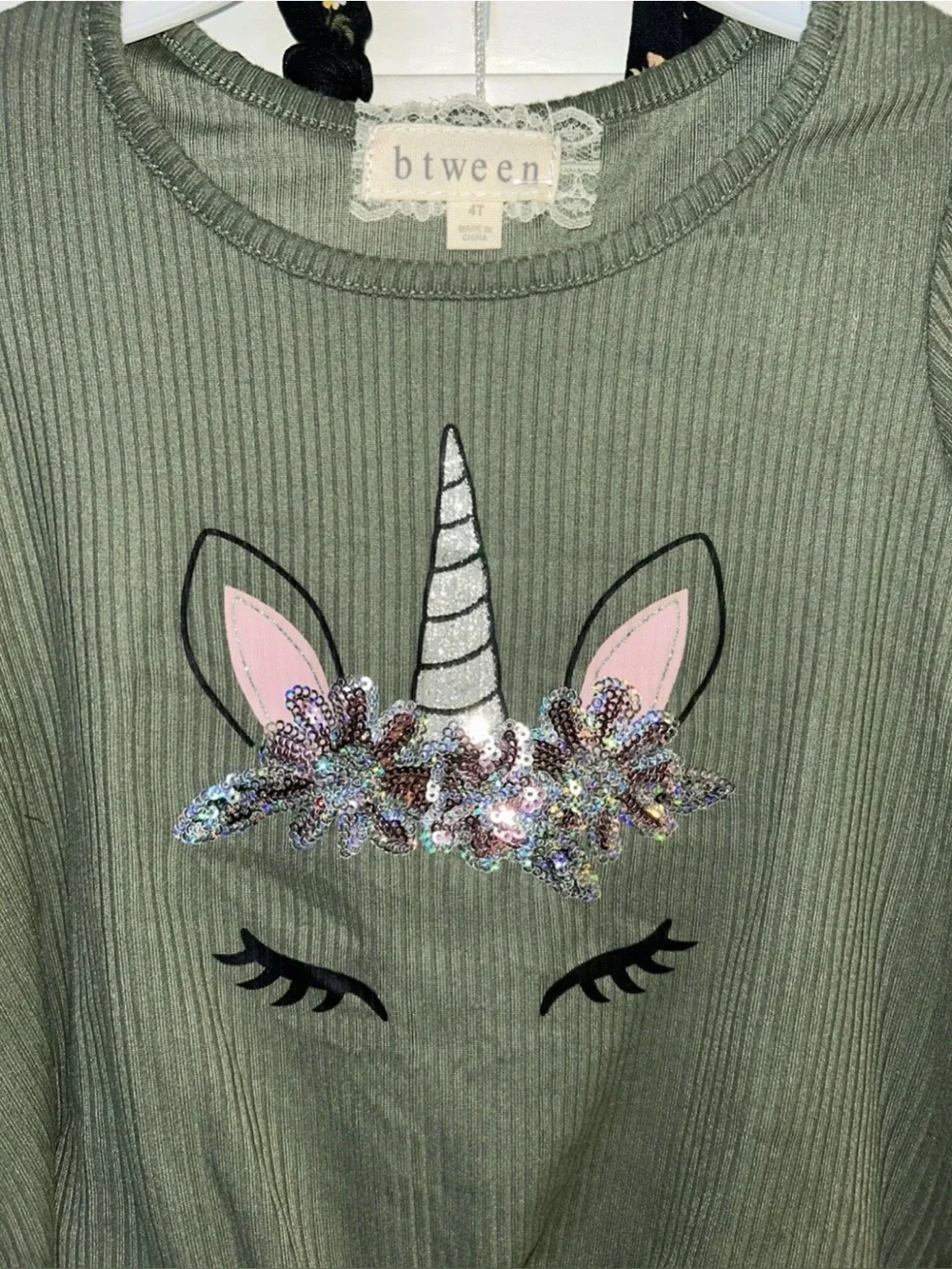 4T Unicorn Sparkle Sequin Floral Outfit with Tie-Front Shirt Leggings & Headband